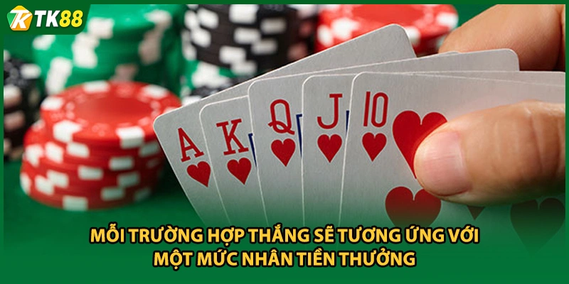 Mỗi trường hợp thắng sẽ tương ứng với một mức nhân tiền thưởng